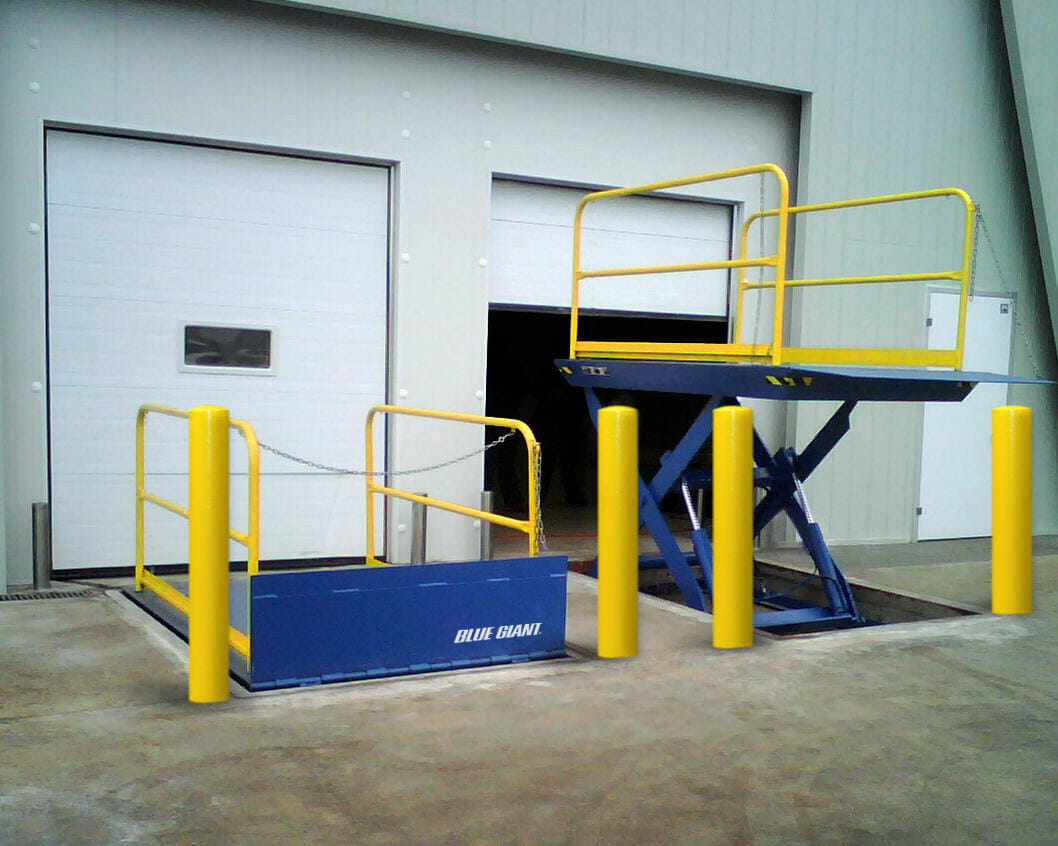 Hydraulic loading dock lift installed