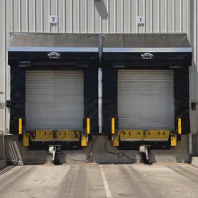 Two Marvel M665VV dock shelters with rain diverters installed by Barton in Ballico